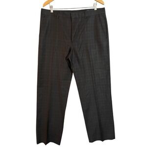 Banana Republic Modern Fit Charcoal Plaid Wool Blend Dress Pants 35x32